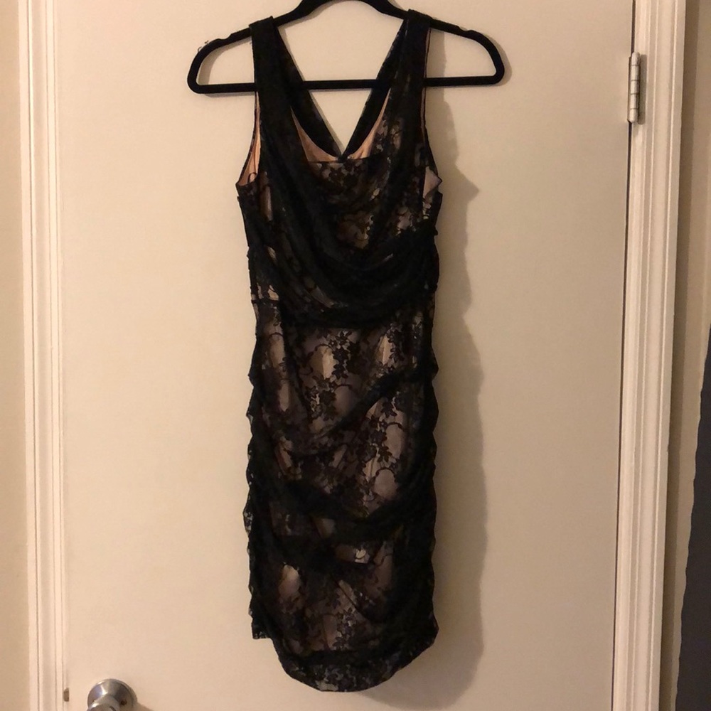 Black lace mini dress